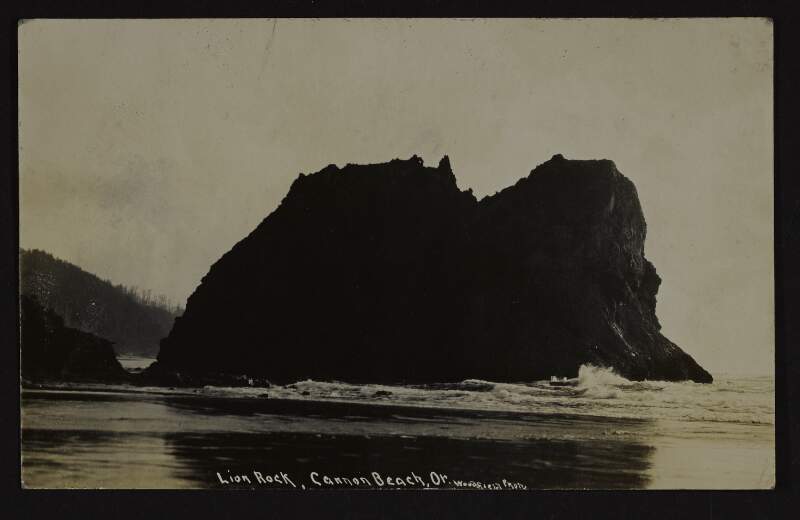 Blank postcard of Lion Rock, Cannon Beach, Oregon [United States],