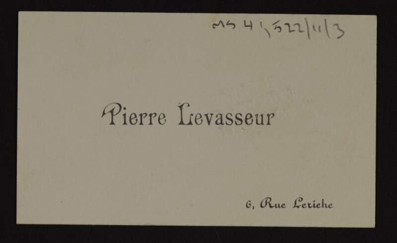 Business card for Pierre Levasseur,
