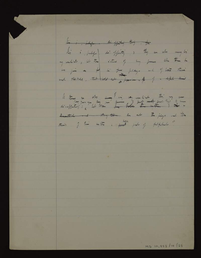 Manuscript notes by Thomas MacDonagh concerning poetry and plays,