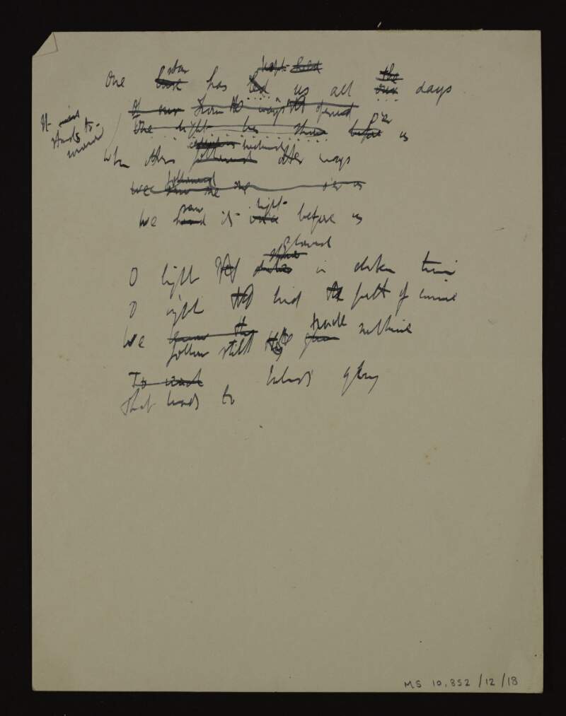 Incomplete, early manuscript draft of the song ['Marching song of the Irish Volunteers'],