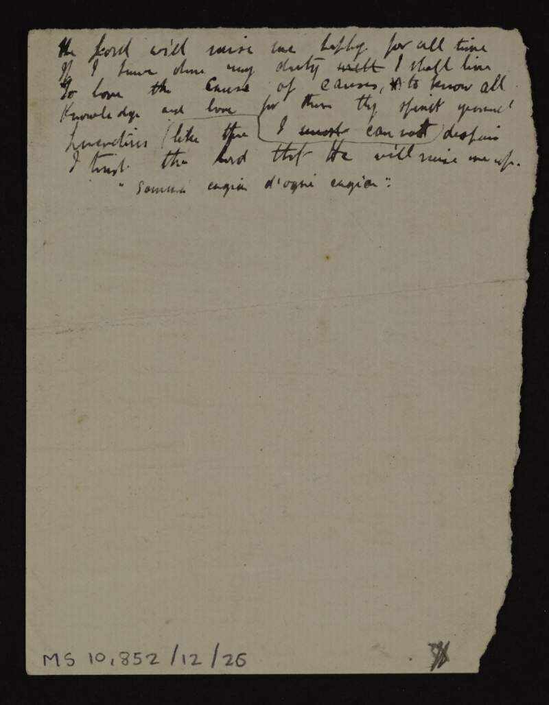 Manuscript draft of the poem ['Resurgam'],