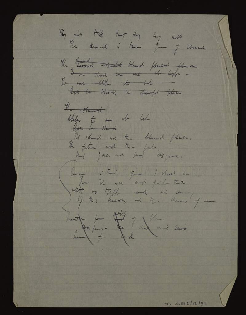 Manuscript draft of the poem ['The suicide'],