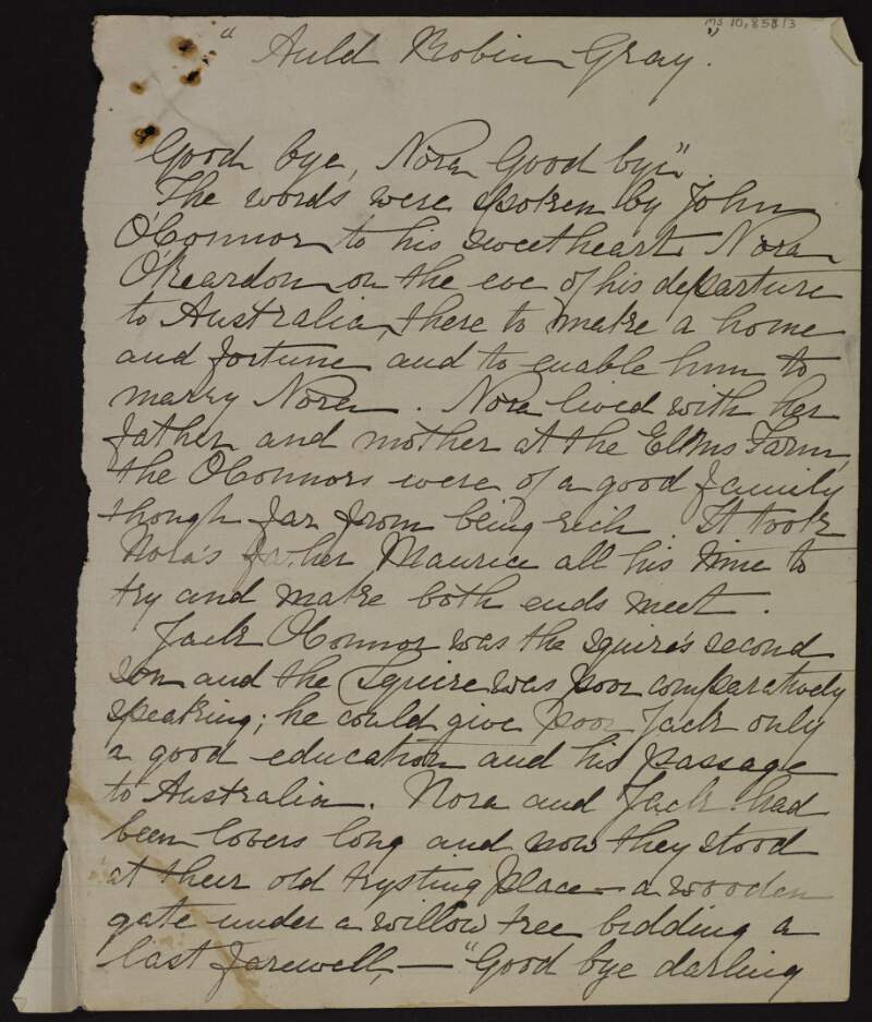 Manuscript copy of  'Old Robin Gray' by Mary-Louise MacDonagh,