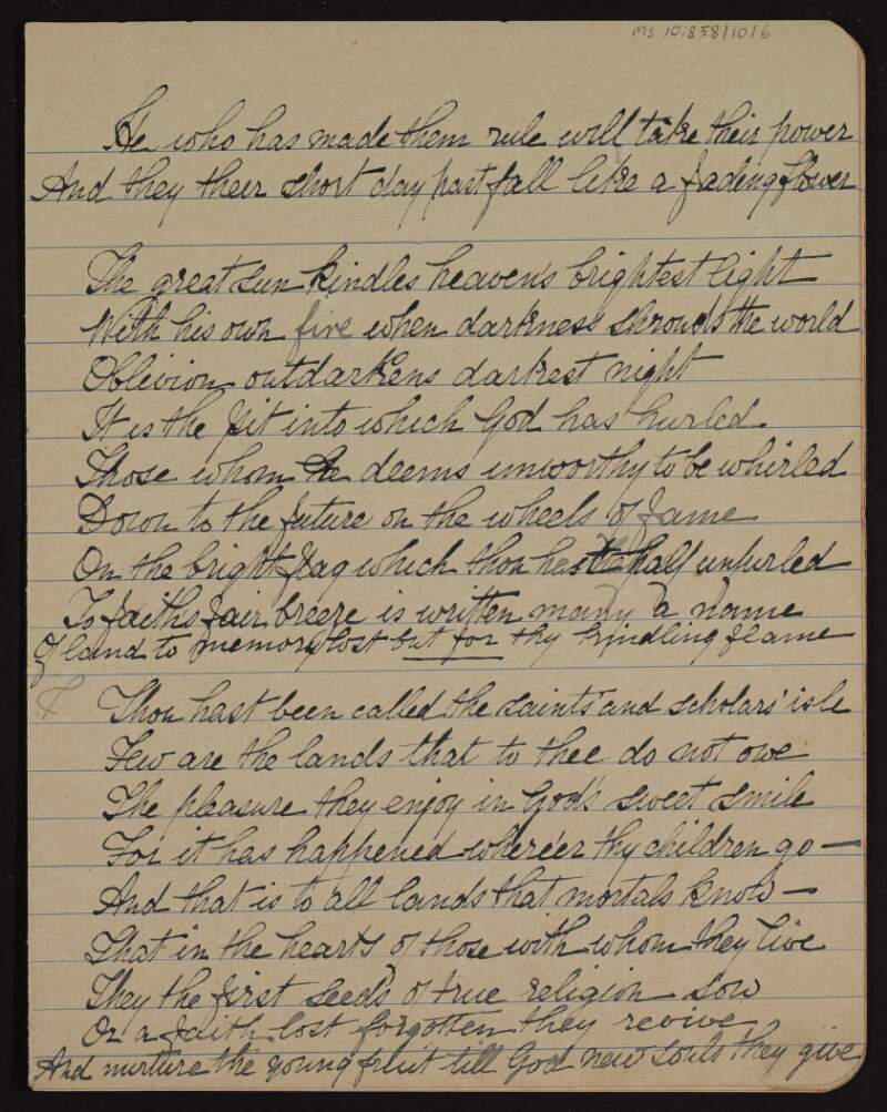 Manuscript of untitled poem by Mary-Louise MacDonagh,