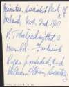 Minutes of a Socialist Party of Ireland meeting, inscribed on the verso of a Central Bank of Ireland compliments card,