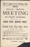 Flyer announcing a special meeting of the Irish Transport and General Workers' Union Dublin branch on 22nd June, Mansion House,