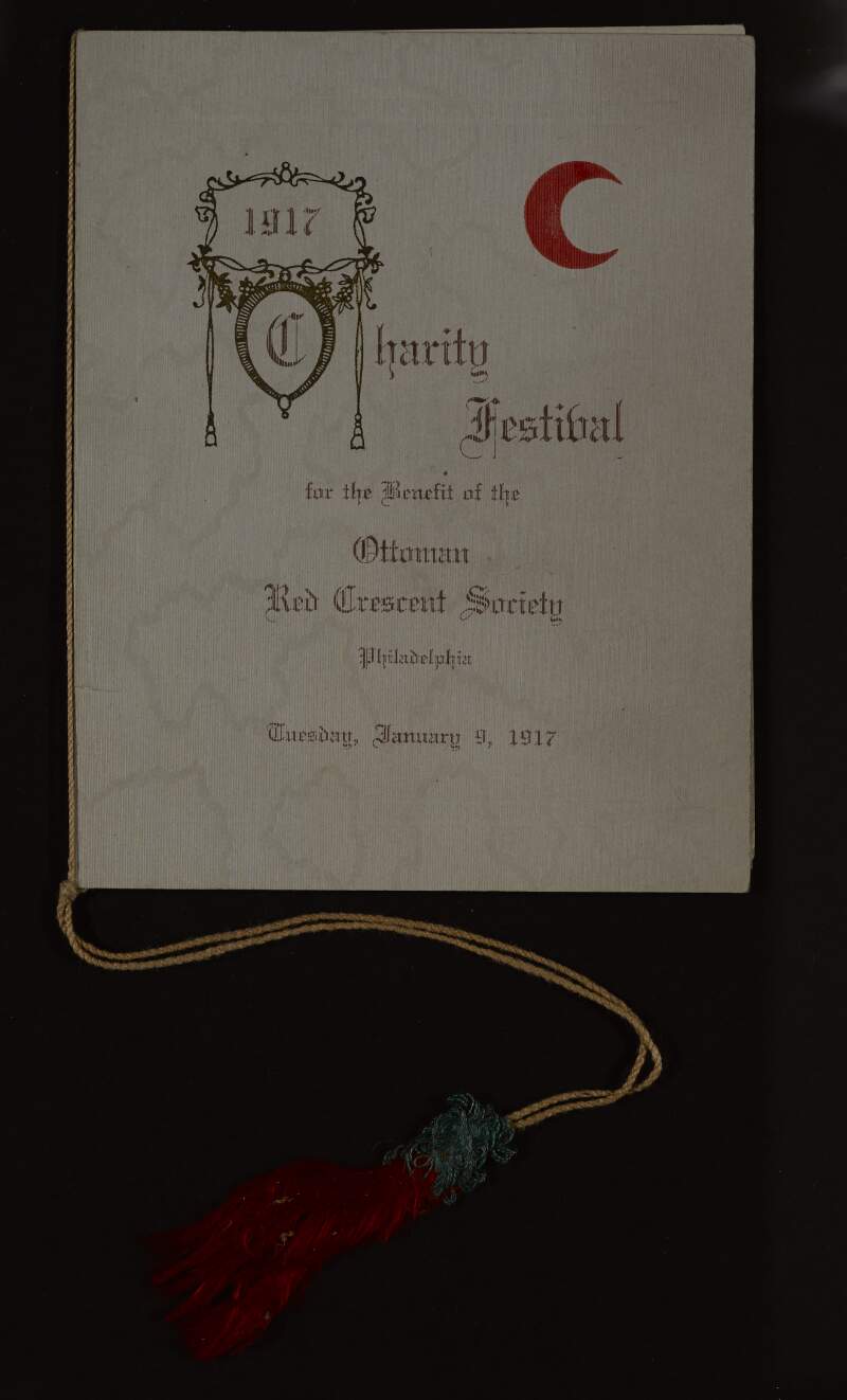 Programme for a Charity Festival for the benefit of the Ottoman Red Crescent Society in Philadelphia, listing music,