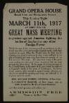 Advertisement for mass meeting at the Grand Opera House, Philadelphia, to protest against America fighting the battles of England or any other foreign power,
