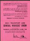 Irish Transport and General Workers' Union member's contribution card for the year 1943, belonging to William O'Brien,