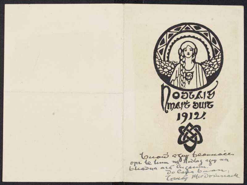 Christmas card from Tomás MacDomhnaill to Padraic Pearse,