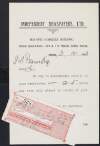 Typescript receipt from Independent Newspapers Ltd. to Padraic Pearse acknowledging a cheque to the amount of £0-12-5,