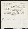 Invoice from Andrew S. Clarkin Ltd., coal importers, to Margaret Pearse to the amount of £1-19-0,