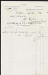 Invoice from Andrew S. Clarkin, coal importers, to Margaret Pearse to the amount of £3-7-0,