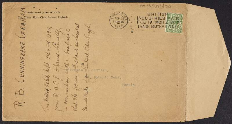 Envelope addressed to William O'Brien,