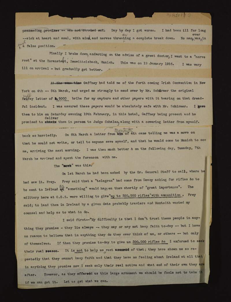 Typescript draft copy of Roger Casement's Diary 1916 by William Joseph Marie Alois Maloney,