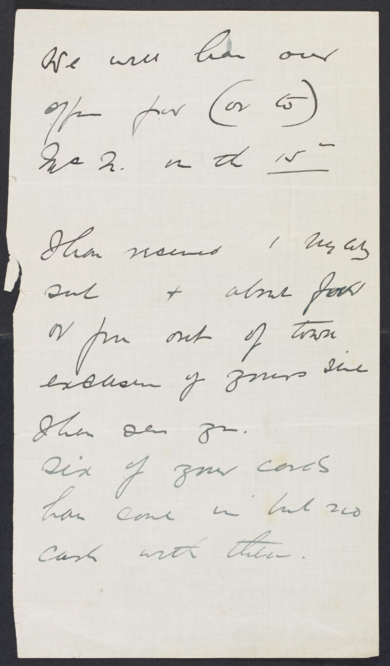 Partial letter from J.E.C. Donnelly to [James Connolly?] regarding subscriptions for 'The Harp',
