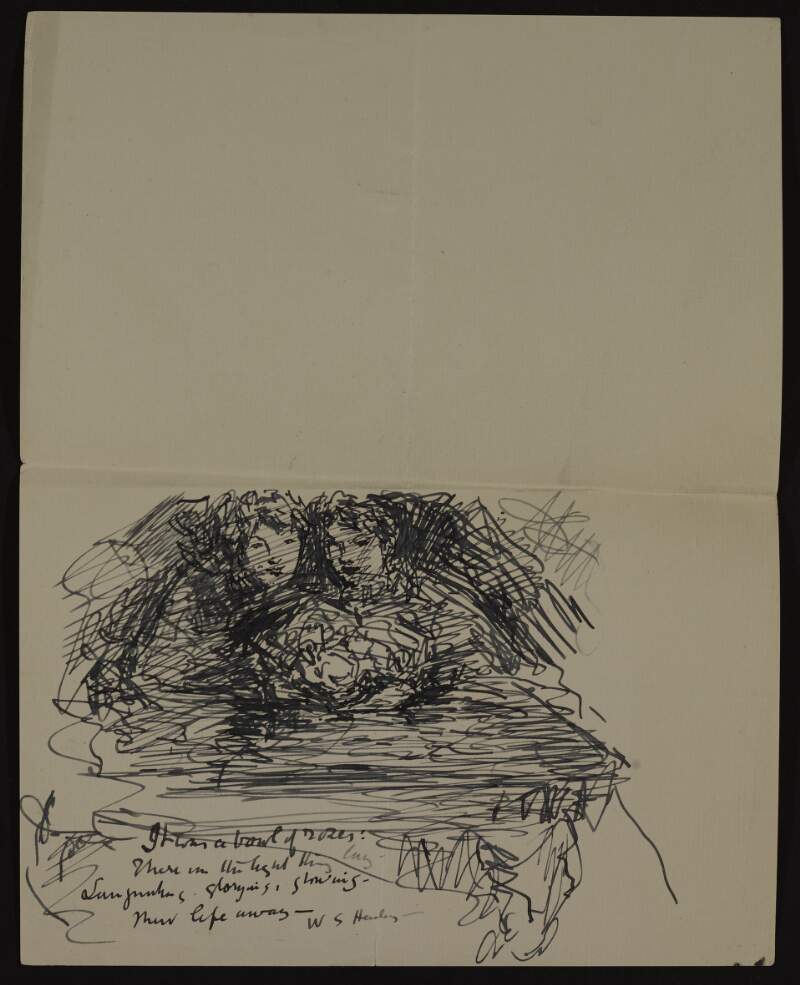 Illustration by John Butler Yeats of a passage from William Ernest Henley's poem 'A Bowl of Roses' showing two children,
