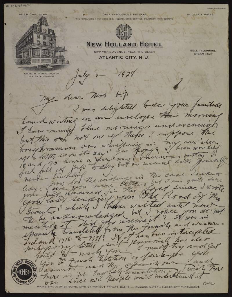 Letter from Joseph McGarrity to Katherine O'Doherty, discussing his hopes for the future of Ireland despite the depressing news from her, and denouncing "traitors",