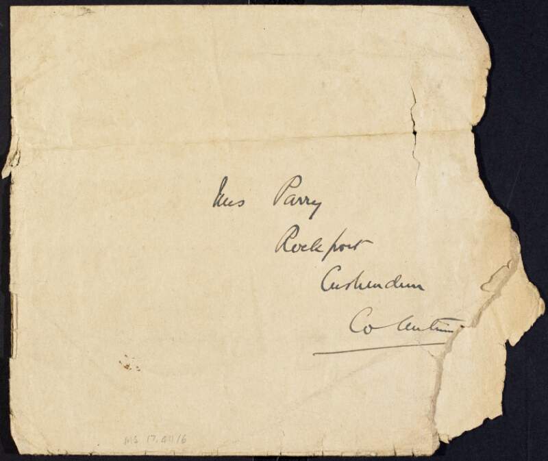 Envelope addressed to Gertrude Parry,
