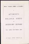 Booklet with the 'Accounts, Balance Sheet and Auditors' Report' of the Irish Trade Union Congress,