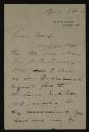 Letter from John Singer Sargent to Hugh Lane agreeing to provide a picture for an exhibition at the Guildhall,