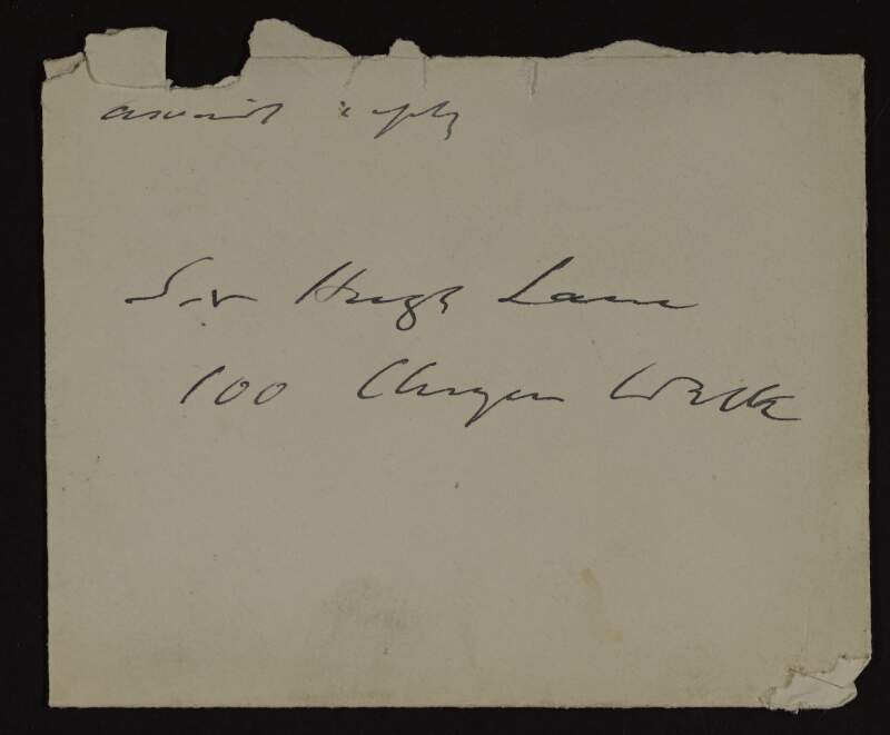 Envelope from John Singer Sargent to Hugh Lane marked "await reply",