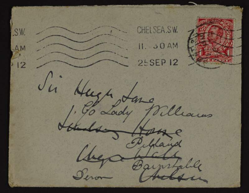 Envelope addressed by Lady Augusta Gregory to Hugh Lane,