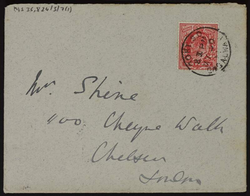 Letter from Lady Gregory to Ruth Shine, saying that she will arrive on Saturday,