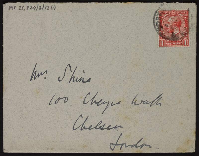 Letter from Lady Gregory to Ruth Shine about how the papers "tail Hugh Lane and his way home",