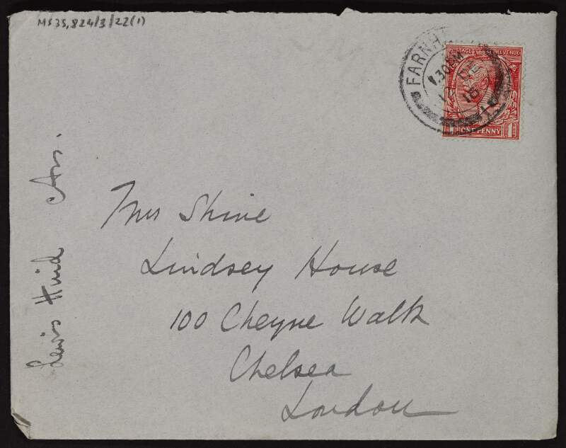 Letter from C. Lewis Hind to Ruth Shine about how Hugh Lane's art collection should be divided between London and Dublin, two cities that "flaunted him", and that the art should be for the public, not trustees or corporations,
