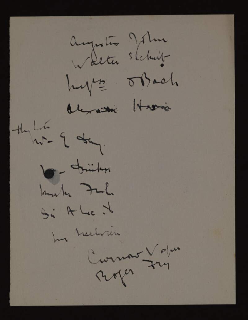 List by Hugh Lane of "pictures promised" in the period 1904-1910,