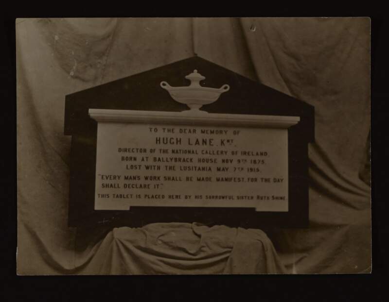 [Memorial plaque to Hugh Lane]