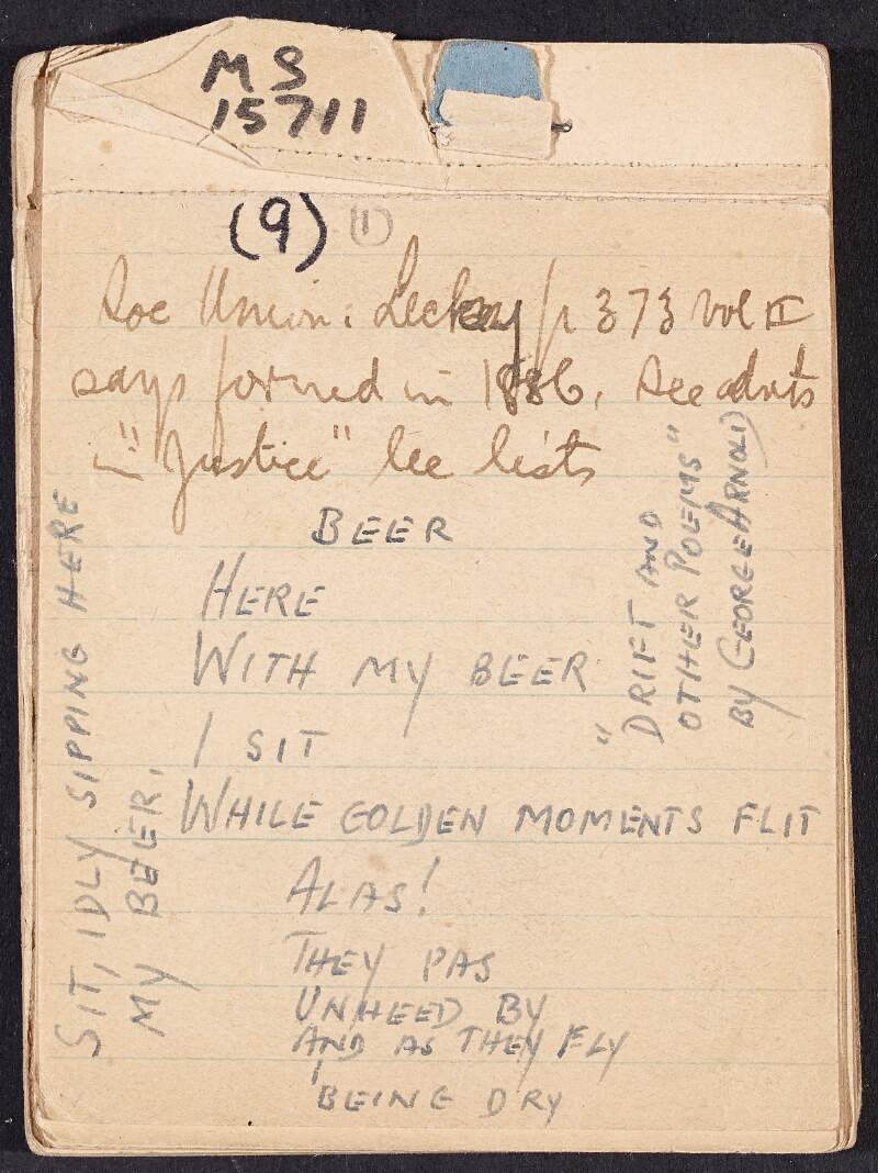 Notebook of William O'Brien about events, quotations, publications and reminiscences,