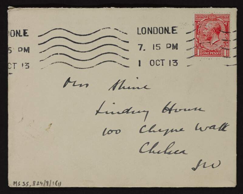 Letter from Gilbert Anderson Ramsay to Ruth Shine presuming Hugh Lane is still abroad and referring to an exhibition,