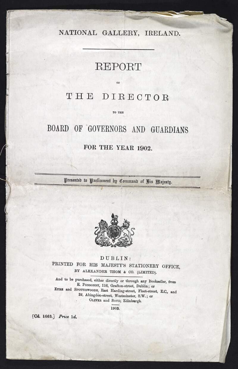 Report of the Director of the National Gallery of Ireland to the Board of Governors and Guardians for the year of 1902,