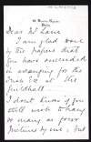 Letter from Rose Barton to Hugh Lane regarding pictures by her for exhibition in London's Guildhall,