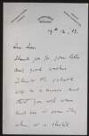 Letter from William Orpen to Hugh Lane thanking him for his good wishes towards a school,