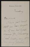 Letter from C. Maresco Pearce to Hugh Lane regarding a drawing of his that Lane bought,