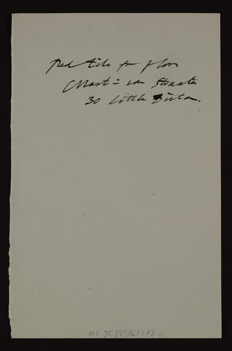 Note from an unidentified author to an unidentified recipient [Hugh Lane?],