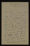 Letter from John Butler Yeats to Hugh Lane, thanking him,
