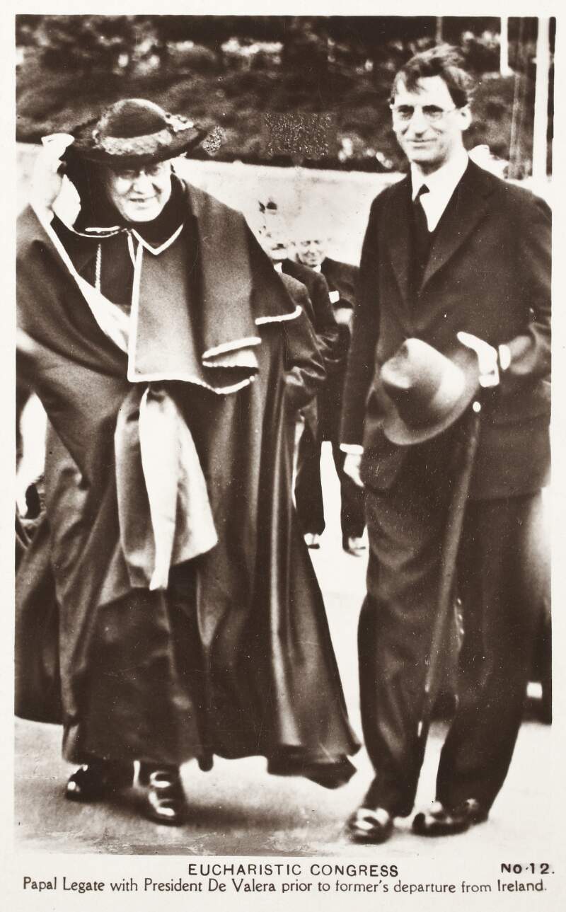 Eucharistic Congress : Papal Legate with President De Valera prior to former's departure from Ireland