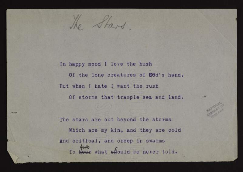 Poem by Thomas MacDonagh titled 'The Stars',