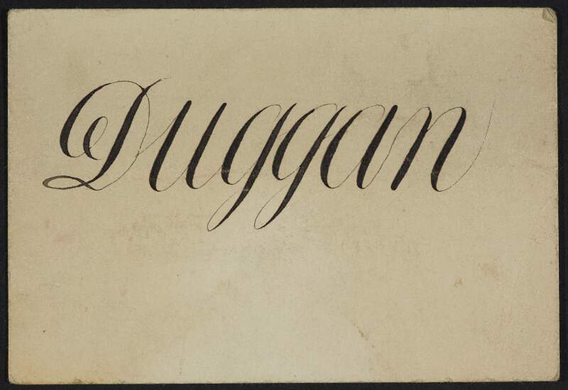 Name card, possibly used by Éamonn Duggan during the Anglo-Irish Treaty negotiations,