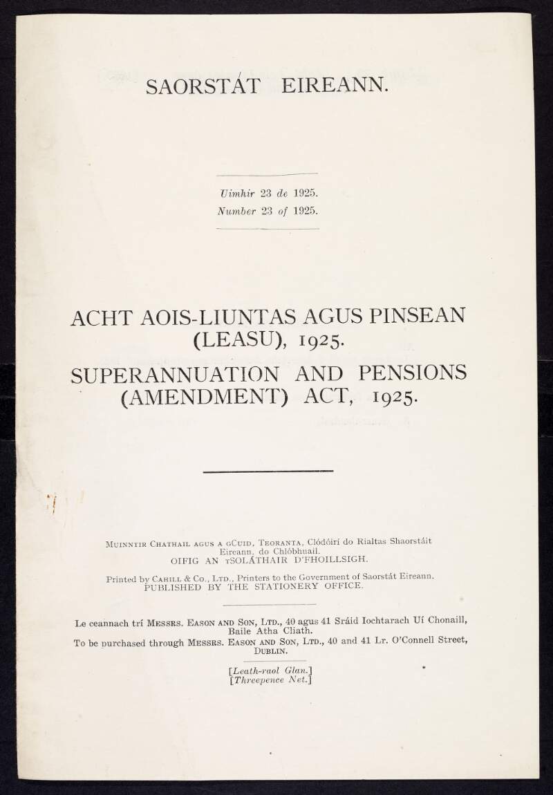 'Superannuation and Pensions (Amendment) Act, 1925',