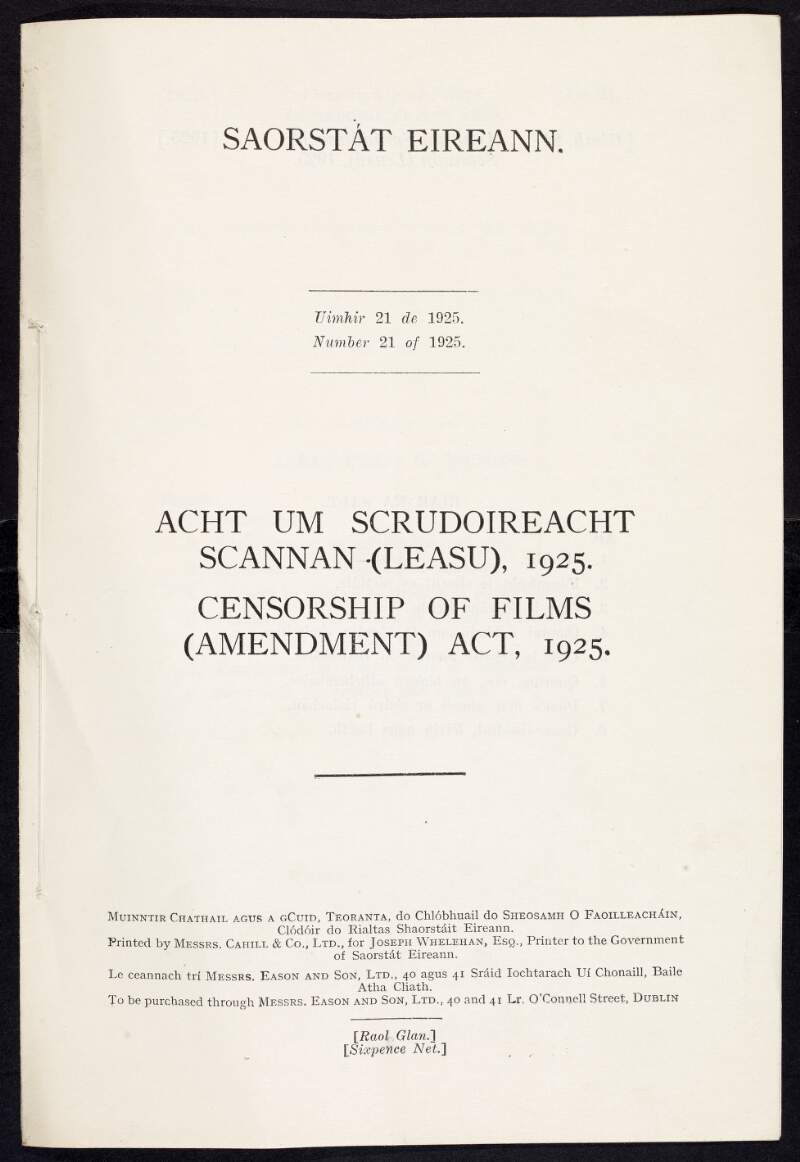 'Censorship of Films (Amendment) Act, 1925',