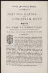 Printed speech titled 'Heathen Claims and Christian Duty' by Mrs Isabella Bishop,
