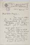 Letter from Roger Casement to Mrs. Elsa Douglas thanking her for typing copies of his article on Lord Bryce and asking her to let him know the cost,