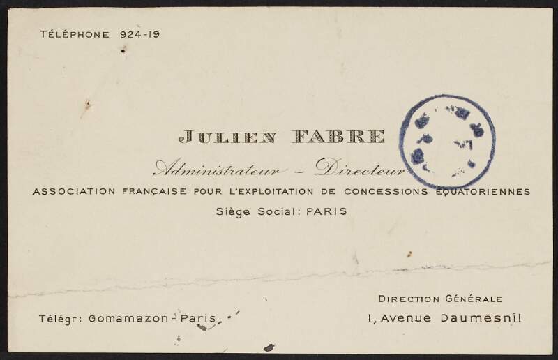 Letter from Julien Fabre to Roger Casement, discussing a meeting in Iquitos, thanking him for the pictures and how the atrocities in South America are not being dealt with accordingly,