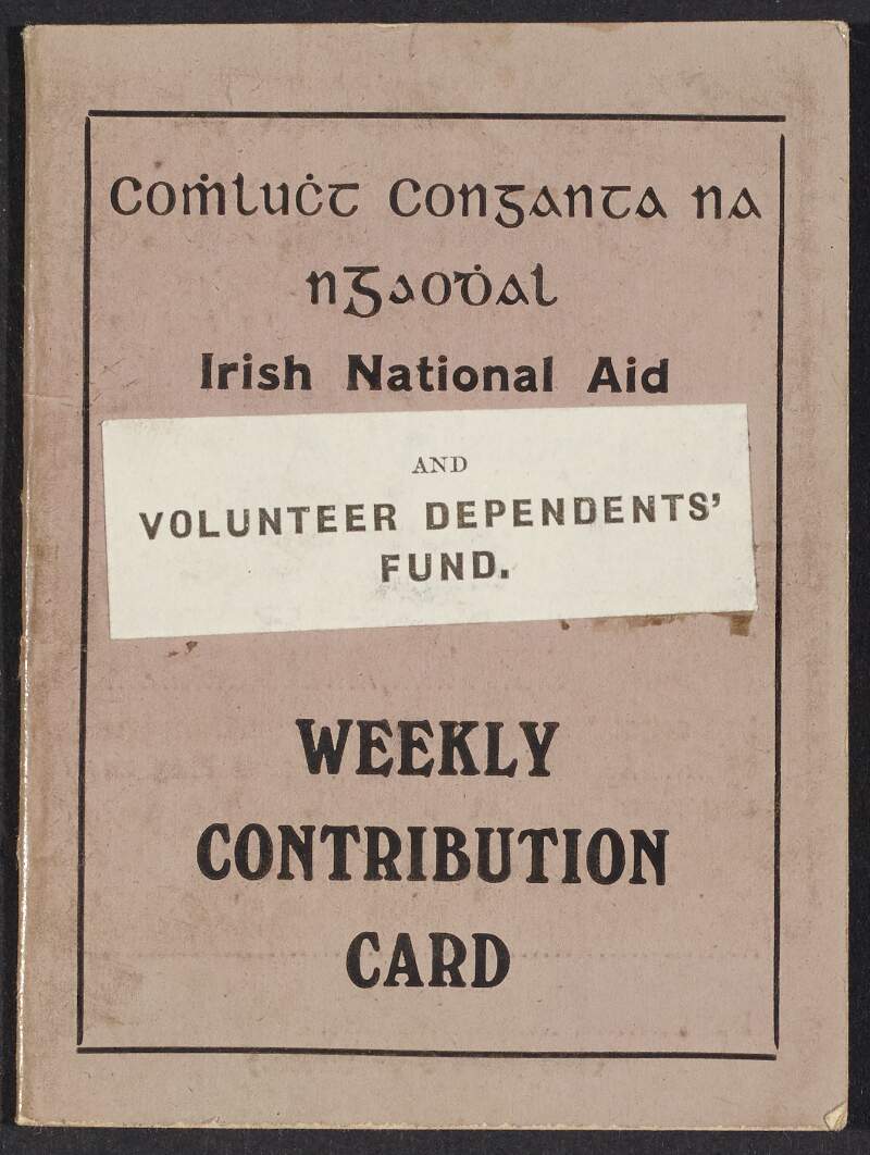 Weekly contribution card of the INAAVD,