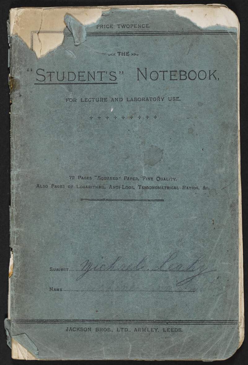 Copybook containing reports of [Irish Volunteer] activity with minutes of a meeting held on 26th August 1915. Includes notes on the participants made in 1947 by Florence O’Donoghue,